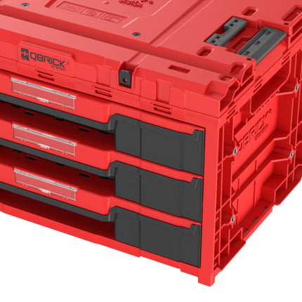 Qbrick System ONE Drawer 3 Toolbox 2.0 Red Ultra HD Werkzeugbox 587 x 380 x 340 mm 27 l mit drei Schubladen