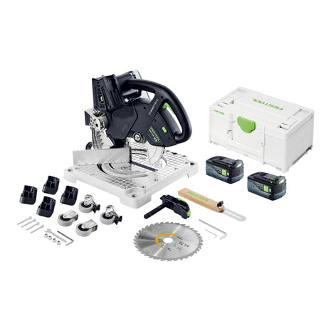 Festool SYMC 70 EB-Basic SYMMETRIC cordless moulding saw 36 V ( 2 x 18 V ) 216 mm + 2x rechargeable battery 5.0 Ah + Systainer - without charger