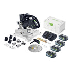 Festool SYMC 70 EB Basic Sega per modanatura a batteria 36 V ( 2 x 18 V ) 216 mm + 4x batteria ricaricabile 8,0 Ah + doppio caricabatterie + Systainer