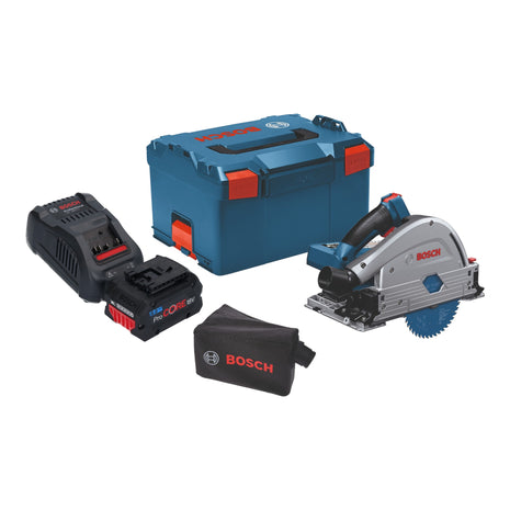 Bosch GKT 18V-52 GC Sega ad immersione professionale a batteria 18 V 140 mm BITURBO Brushless + 1x batteria ProCore 8,0 Ah + caricabatterie + modulo di connettività + L-Boxx