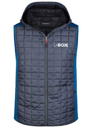 L-Boxx Herren Hybrid Strickfleece Gilet Weste - royal melange / anthracite melange Größe L