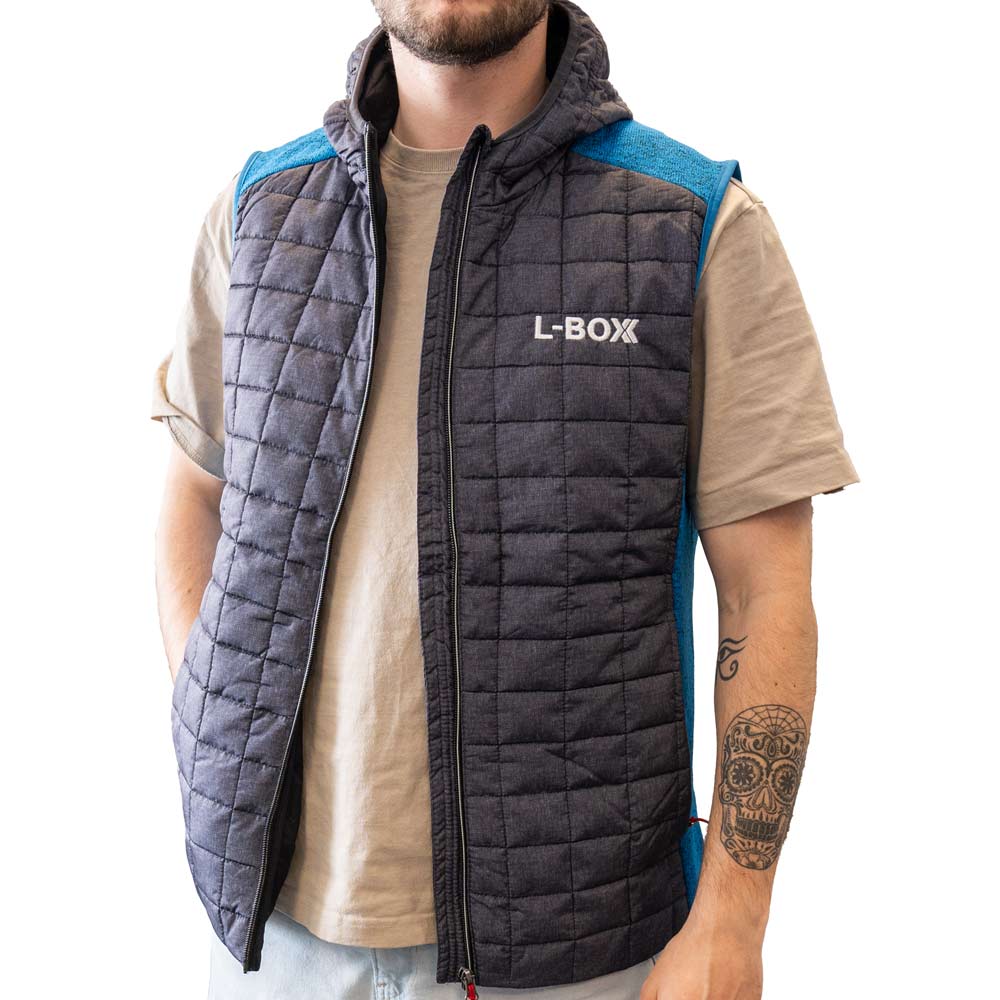 L Boxx Herren Hybrid Strickfleece Gilet Weste royal melange anthracite melange Groesse XL 4 - toolbrothers