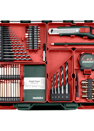 Metabo BS 18 set taladro/destornillador inalámbrico 18 V 48 Nm (602207710) + 2x baterías 2,0 Ah + cargador + taller móvil 74 piezas + maletín