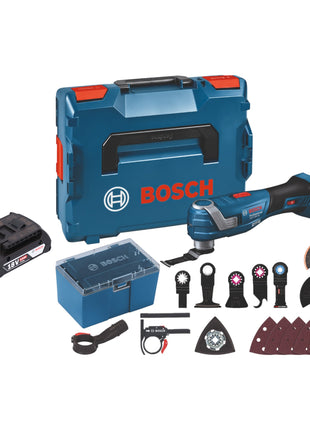 Bosch GOP 18V-34 Professional Multicortadora a batería 18 V Starlock Plus + 1x batería 2,0 Ah + 17 accesorios + L-Boxx - sin cargador