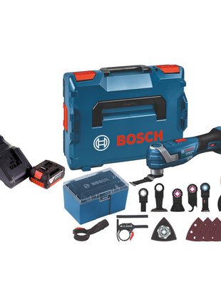 Bosch GOP 18V-34 Multicortadora profesional a batería 18 V Starlock Plus + 1x batería 3,0 Ah + cargador + 17 accesorios + L-Boxx