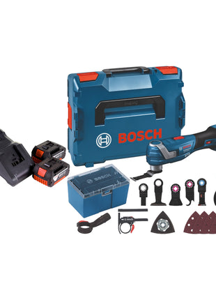 Bosch GOP 18V-34 Multicortadora profesional a batería 18 V Starlock Plus + 2x baterías 3,0 Ah + cargador + 17 accesorios + L-Boxx