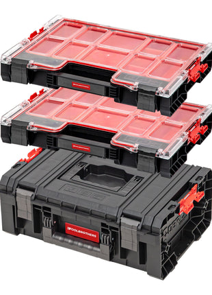 Toolbrothers RHINO Werkzeugkasten Set RHINO L Werkzeugkoffer ECO Basic 450 x 332 x 171 mm 12 l IP54 + 2x RHINO L Organizer ECO Höhe L Boxen 452 x 358 x 79 mm 6 l IP54