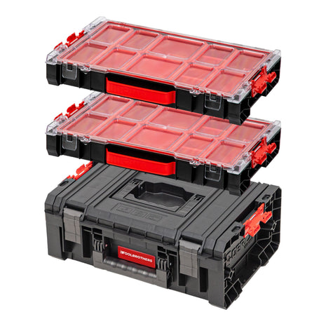 Toolbrothers RHINO Juego de cajas de herramientas RHINO L Caja de herramientas ECO Basic + 2x RHINO L Organizador ECO Altura M Cajas apilables IP54