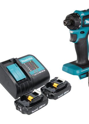 Makita DDF 083 SA taladro atornillador inalámbrico 18 V 40 Nm 1/4'' sin escobillas + 2x baterías 2,0 Ah + cargador