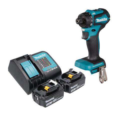 Makita DDF 083 SF taladro atornillador inalámbrico 18 V 40 Nm 1/4'' sin escobillas + 2x baterías 3,0 Ah + cargador