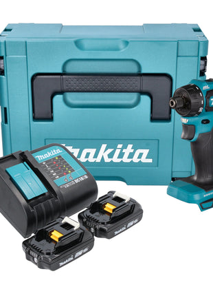 Makita DDF 083 SAJ Akku Bohrschrauber 18 V 40 Nm 1/4'' Brushless + 2x Akku 2,0 Ah + Ladegerät + Makpac