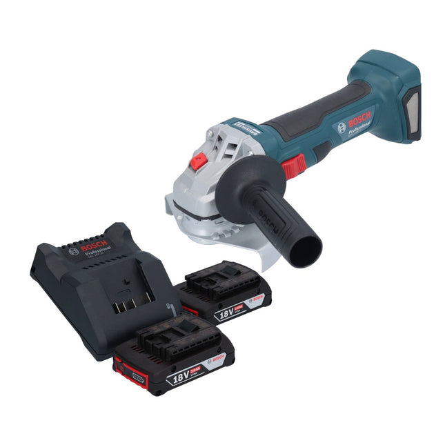 Bosch GWS 18V-7 Smerigliatrice angolare professionale a batteria 18 V 125 mm brushless + 2x batteria ricaricabile 2,0 Ah + caricabatterie