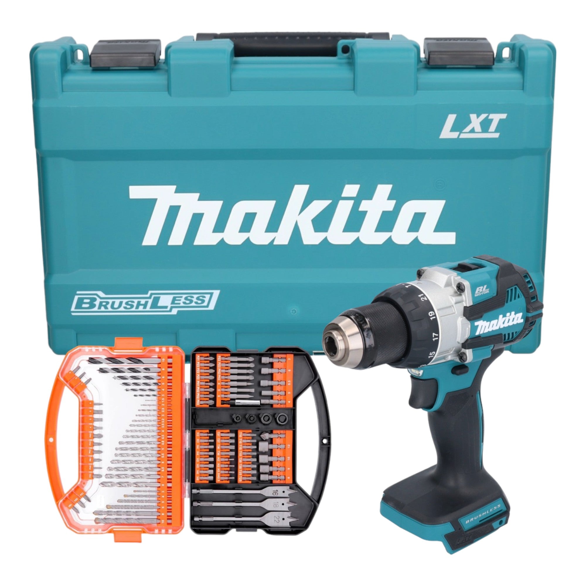 Makita DHP 489 Akku Schlagbohrschrauber 18 V 73 Nm Brushless inkl Koffer WellCut 101 tlg Bit und Bohrer Set  0 - toolbrothers