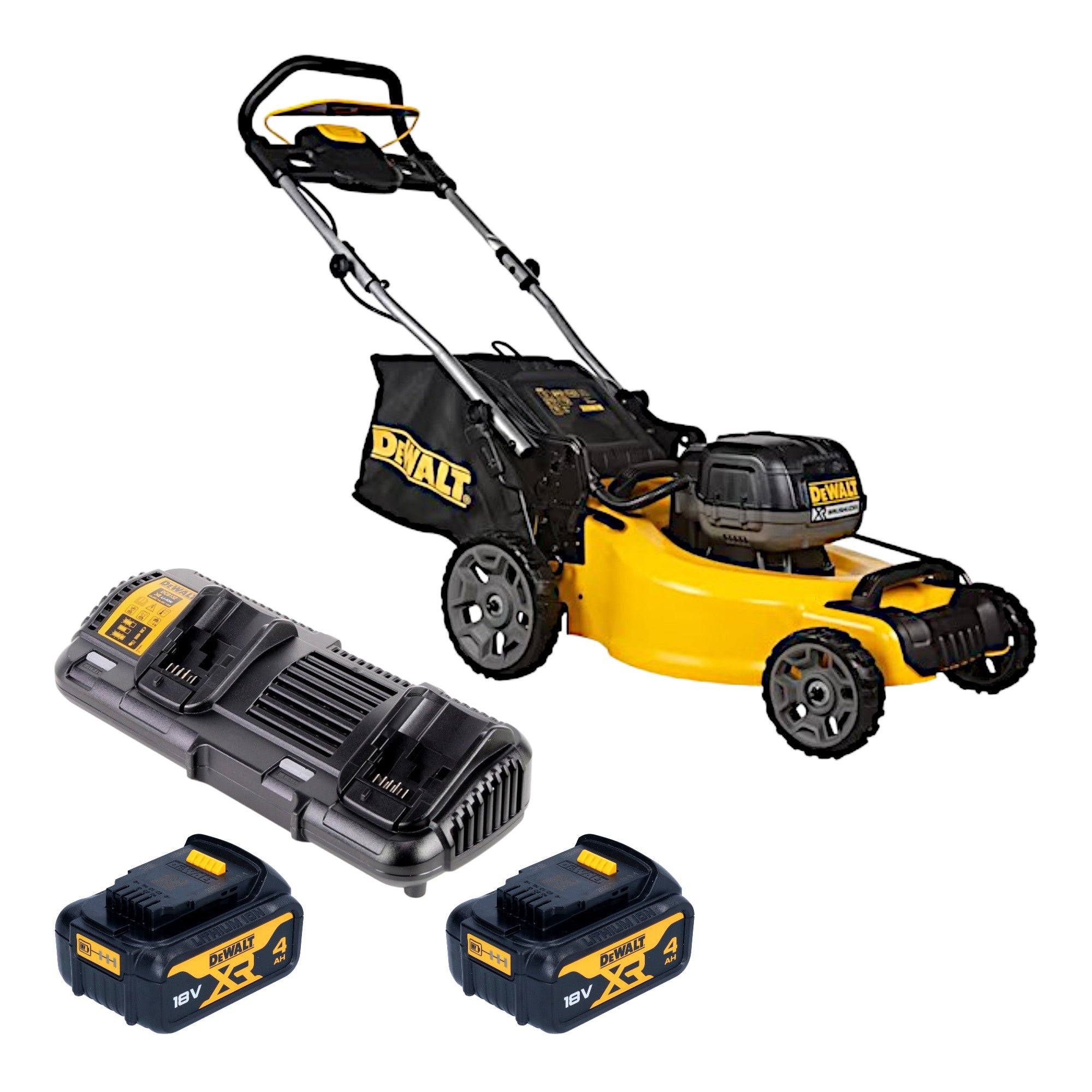 DeWalt DCMW 564 M2 Akku Rasenmaeher 36 V 2x 18 V 48 cm Brushless 2x Akku 4 0 Ah Ladegeraet 0 - toolbrothers