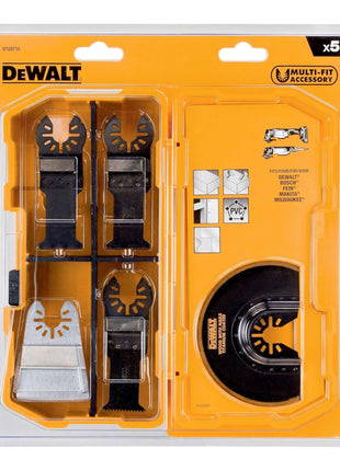 DeWalt DT 20715-QZ Akcesoria do narzędzi wielofunkcyjnych 5 szt. do drewna, drewna z gwoździami, plastiku, płyt gipsowo-kartonowych, resztek farby i kleju