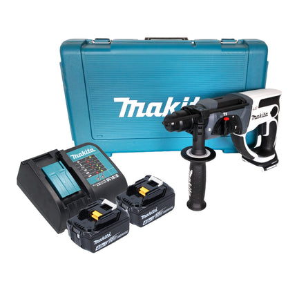 Makita DHR 202 SMW Akku Bohrhammer 18 V 20 mm 2,0 J weiß + 2x Akku 4,0 Ah + Ladegerät + Koffer