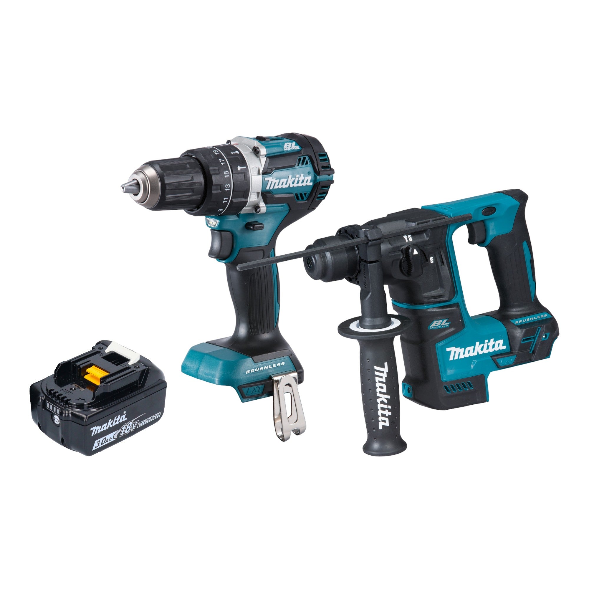 Makita DLX 2278 F1 Akku Kombo Kit DHP 484 Schlagbohrschrauber 54 Nm DHR 171 Bohrhammer 1 2 J 1x Akku 3 0 Ah ohne Ladegeraet 0 - toolbrothers