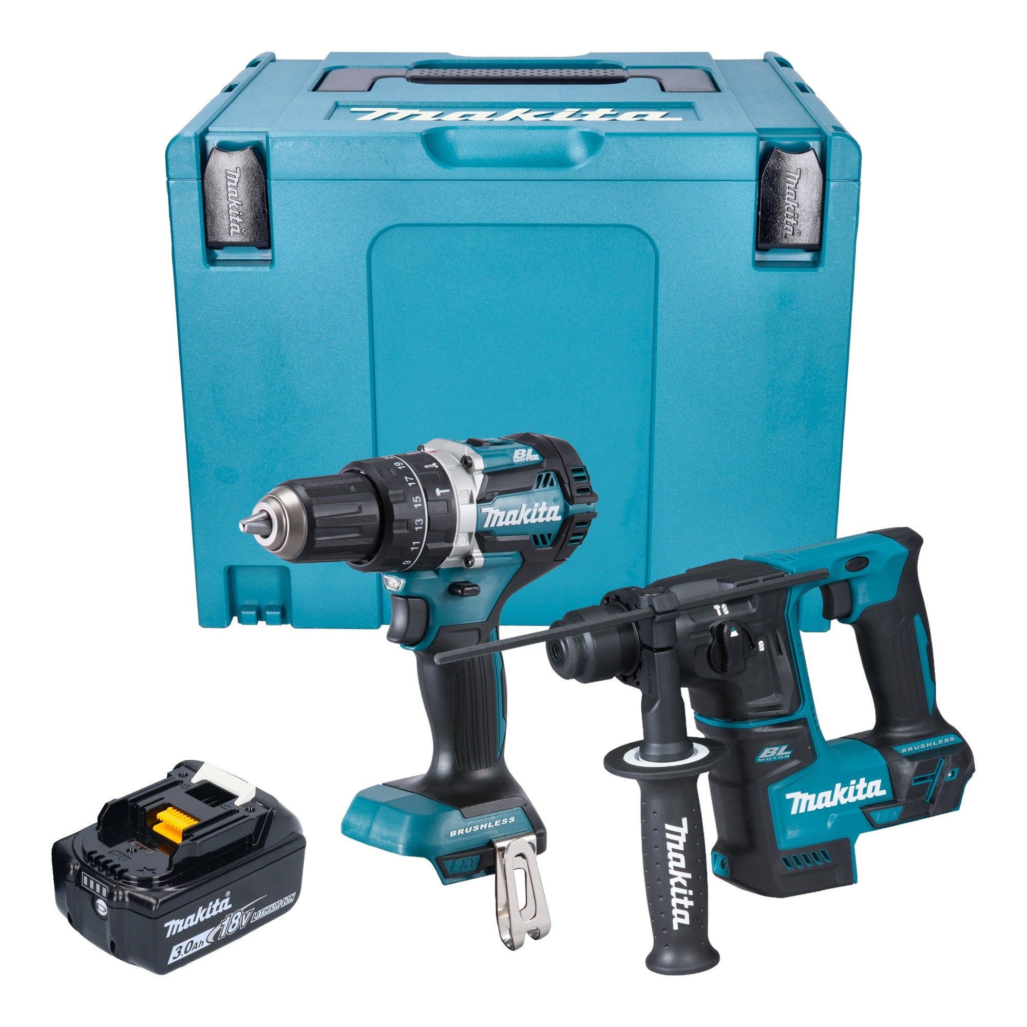 Makita DLX 2278 F1J Akku Kombo Kit DHP 484 Schlagbohrschrauber 54 Nm DHR 171 Bohrhammer 1 2 J 1x Akku 3 0 Ah Makpac ohne Ladegeraet 0 - toolbrothers