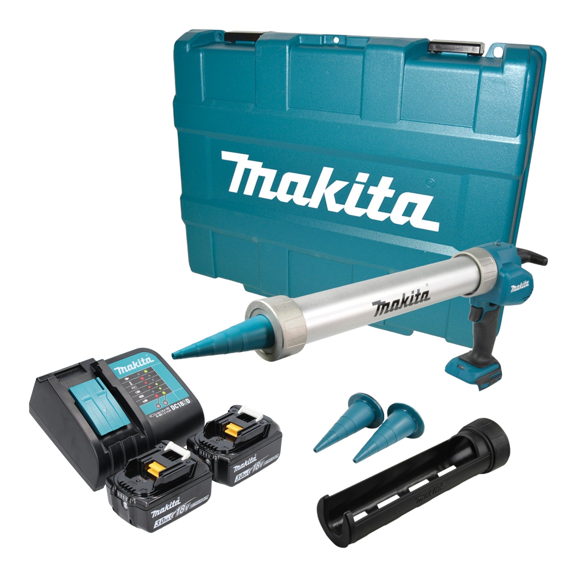 Makita DCG 180 SFXK Akku Kartuschenpistole 18 V 300 600 ml 2x Akku 3 0 Ah Ladegeraet Koffer 0 - toolbrothers