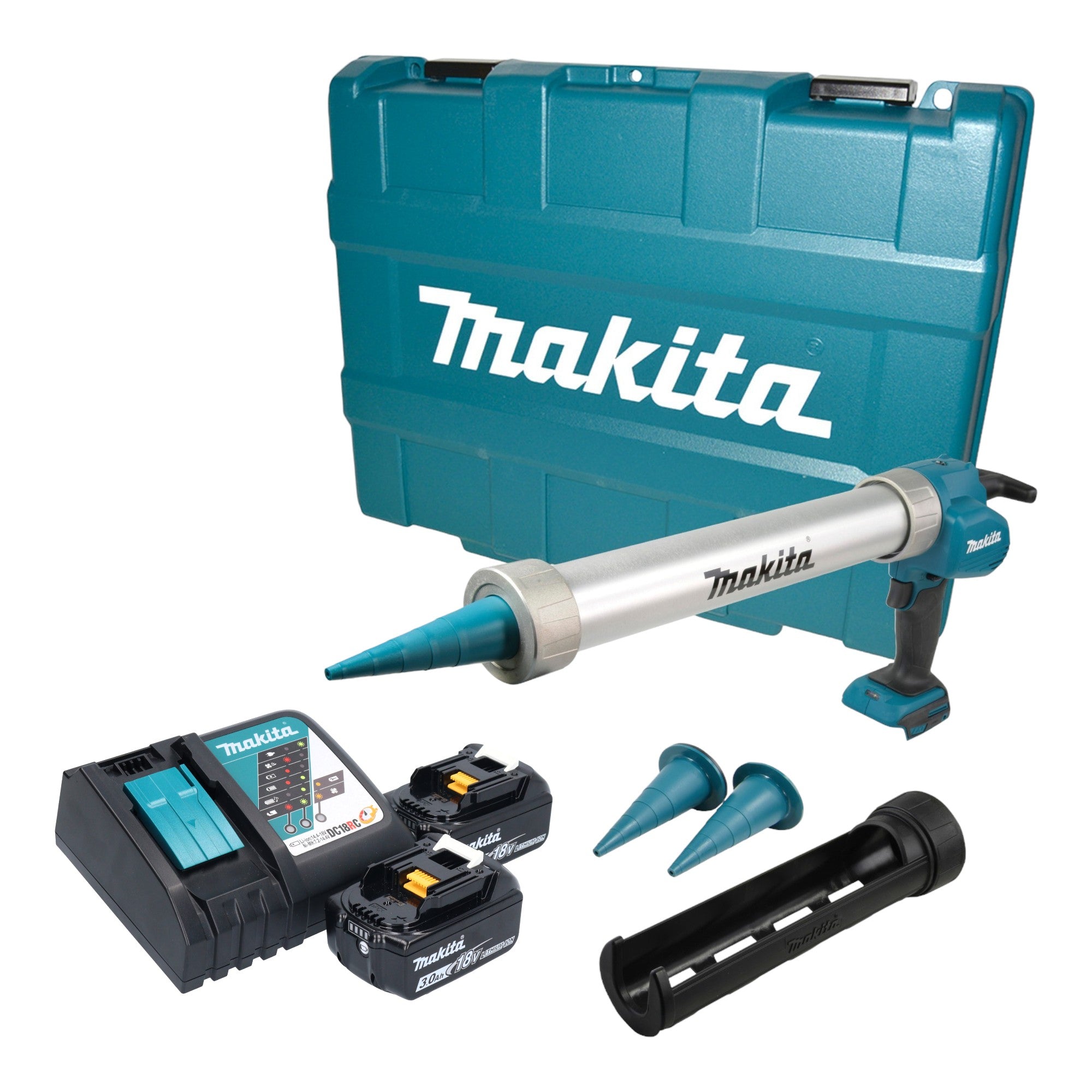 Makita DCG 180 RFXK Akku Kartuschenpistole 18 V 300 600 ml 2x Akku 3 0 Ah Ladegeraet Koffer 0 - toolbrothers