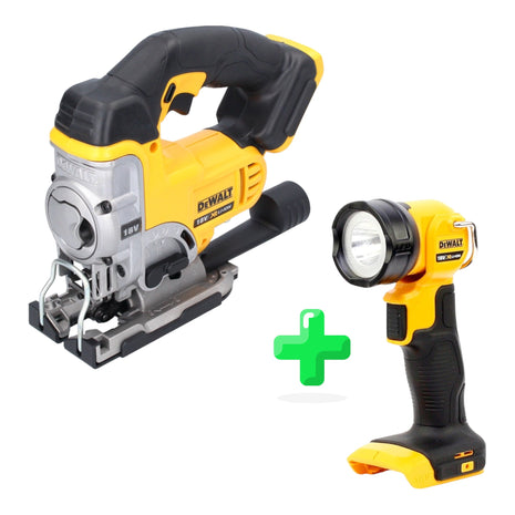 Sierra de calar inalámbrica DeWalt DCS 331 N 18 V Solo + lámpara con batería DeWalt DCL 040 18V XR Li-Ion