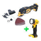 DeWalt DCS 355 N Akku Oszillierer Multitool 18 V Brushless + Zubehör + DeWalt DCL 040 18V XR Li-Ion Akku Lampe