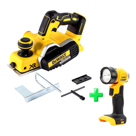 Cepillo de batería DeWalt DCP 580 N 18V 82mm solo sin escobillas + lámpara de batería DeWalt DCL 040 18V XR Li-Ion