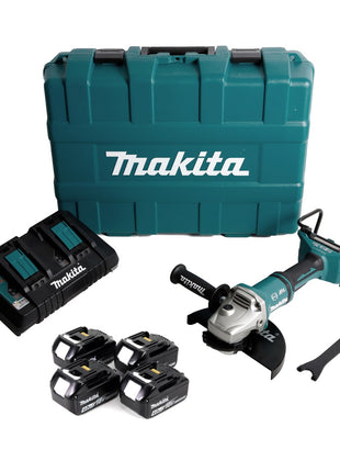 Makita DGA 900 PM4KX2 Akku Winkelschleifer 36V ( 2x18V ) 230mm Brushless + 4x Akku 4,0Ah + Doppelladegerät + Ezynut + Koffer - Toolbrothers