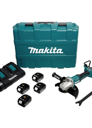 Makita DGA 900 PT4KX2 Akku Winkelschleifer 36V ( 2x18V ) 230mm Brushless + 4x Akku 5,0Ah + Doppelladegerät + Ezynut + Koffer - Toolbrothers