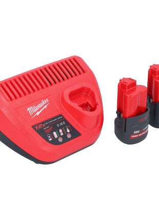 Sierra de calar a batería Milwaukee M12 FJS-252 12 V 22 mm sin escobillas + 2x baterías 2,5 Ah + cargador