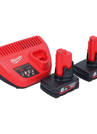 Scie sauteuse à batterie Milwaukee M12 FJS-602 12 V 22 mm sans balais + 2x batteries 6,0 Ah + chargeur