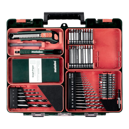 Metabo PowerMaxx BS 12 Set trapano avvitatore a batteria 12 V 40 Nm ( 601036870 ) + 2x batteria ricaricabile 2,0 Ah + caricatore + set di accessori + valigetta
