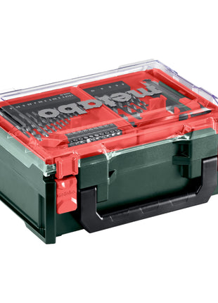 Metabo PowerMaxx SB Basic Set akumulatorowa wiertarko-wkrętarka udarowa 12 V 34 Nm ( 600385710 ) + 2x akumulator 2,0 Ah + ładowarka + 41-częściowy zestaw akcesoriów + walizka