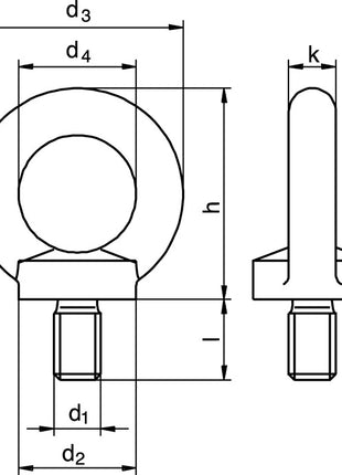 Anneau de levage DIN 580 ( 5000601200 ) Filetage M6 électro-galvanisé