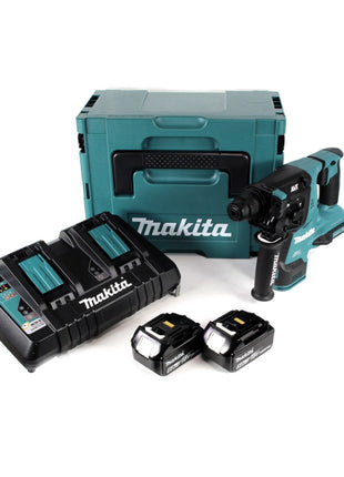 Makita DHR 280 PTJ 2 x 18 V 36 V Li-Ion Akku Bohrhammer Brushless 28 mm für SDS-PLUS im Makpac + 2 x 5,0 Ah Akku + Doppelladegerät - Toolbrothers