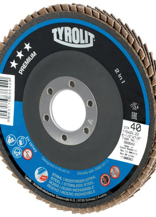 Tyrolit disque à lamelles PREMIUM ( 4000845931 ) Ø 125 mm grain 60 coudé