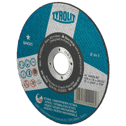 Disco da taglio Tyrolit BASIC ( 8000756461 ) D125x2,5mm foro diritto 22,23 mm