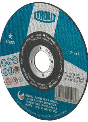 Disco de corte Tyrolit BASIC (8000757601) D125x1,6mm orificio recto 22,23 mm