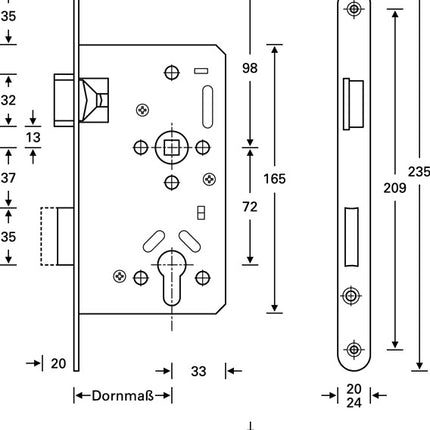 SSF Serratura da infilare antipanico Serie 20 APE ( 3000252881 ) Funzione antipanico E arrotondata Acciaio inox