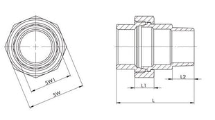 Złącze śrubowe Springer EN 10226-1 ( 4000000326 ) NPS=1/2 ″ L 53 mm L1=14 mm L2=15 mm