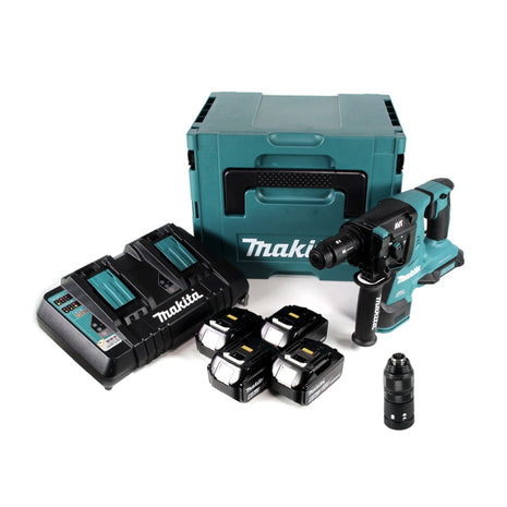 Makita DHR 281 PG4J Brushless Akku Bohrhammer 28 mm 2x 18 V fuer SDS PLUS mit Schnellwechselfutter im Makpac 4x 6 0 Ah Akku Doppelladegeraet 1 - toolbrothers