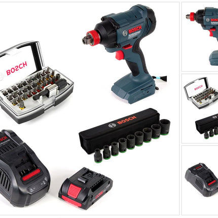 Bosch GDX 18 V-180 Li-Ion Akku Drehschlagschrauber + 1 x 4,0 Ah ProCore Akku + Ladegerät + Steckschlüsselsatz + 32-tlg. Bit-Set - Toolbrothers
