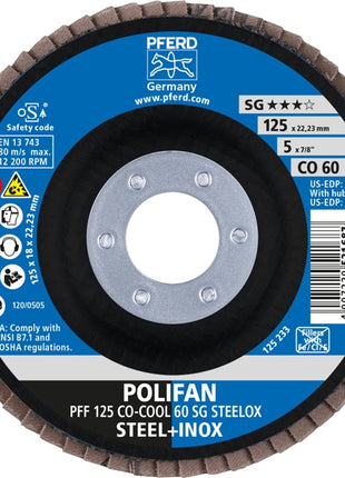 Disco de láminas PFERD POLIFAN (8000146435) Ø 125 mm grano 60 plano