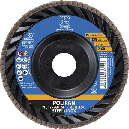 Disco lamellare PFERD TRIM STEELOX ( 8001720483 ) Ø 125 mm granulometria 60 conica