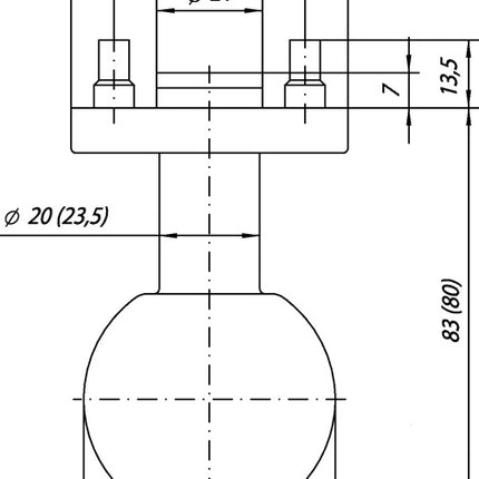 Pomello per porta OGRO 3548/6500 AL ( 3000267127 ) Alluminio F1 diritto
