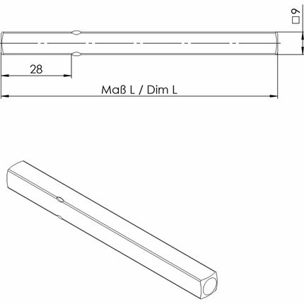 Perno per maniglia a leva Ogro FS OGRO 114 PB FS ( 3000267157 ) Perno pieno quadrato 9 x 110 mm