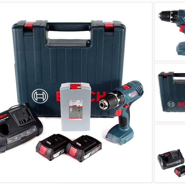 Bosch Professional GSR 18V-21 Akku Bohrschrauber 18V 55Nm + 2x Akku 2,0Ah + Ladegerät + Spiralbohrer Set + Koffer - Toolbrothers