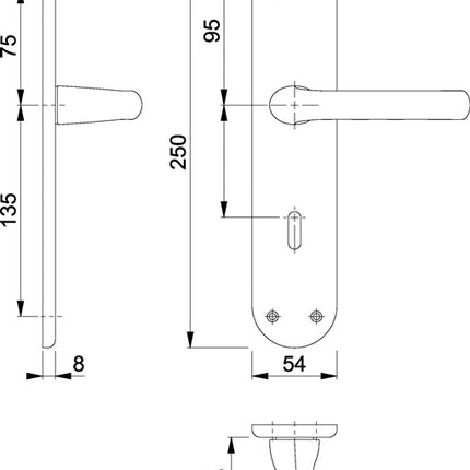 Hoppe Renovationsgarnitur Tôkyô 1710/3334 ( 8000348502 ) Aluminium F1 Entfernung 72 mm