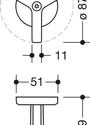 HEWI Crochet triple Série 477 ( 3000207486 ) mat, élastique Hauteur 69 mm Ø 51 mm