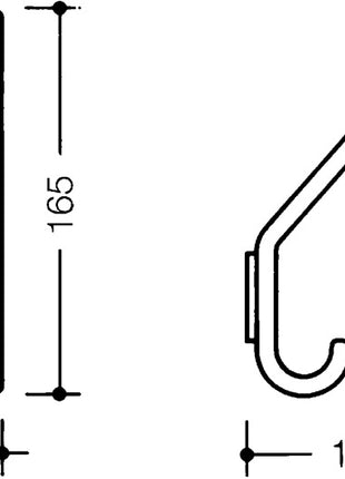 HEWI Crochet de vestiaire 477.90.070 ( 3000206897 ) simple saillie 108 mm hauteur 163 mm